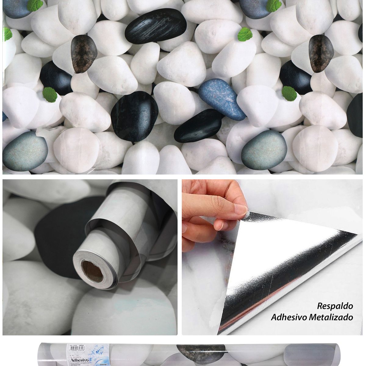 GENERAL - Papel Vinilo Adhesivo Brillante VA-17456 Piedras