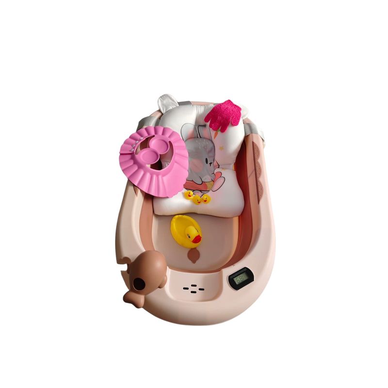 GENERICO - Bañera Plegable De Bebe Termómetro Cojin Gorro Guante Patos