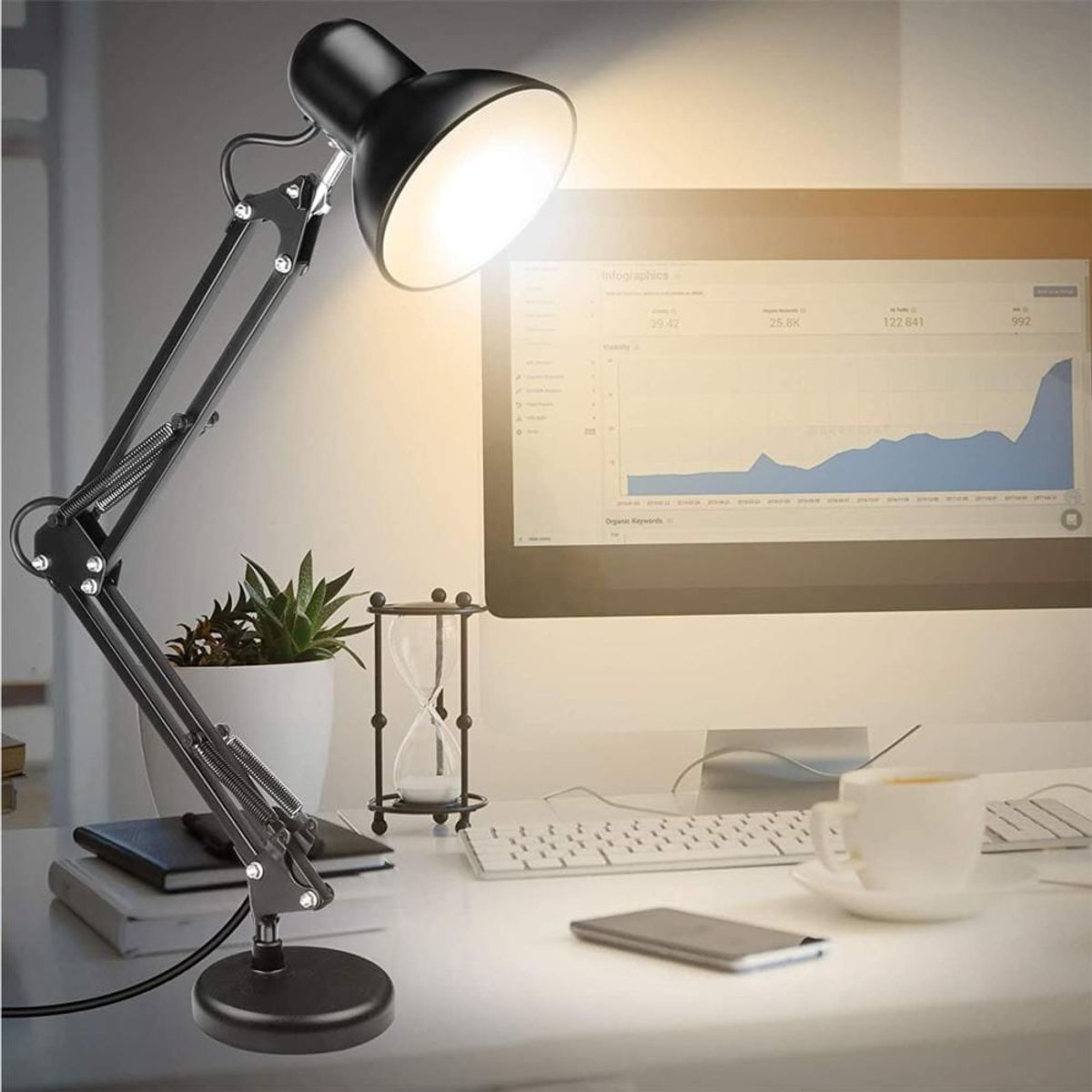 CLEAR - Lampara De Mesa Escritorio Brazo Ajustable No Generica