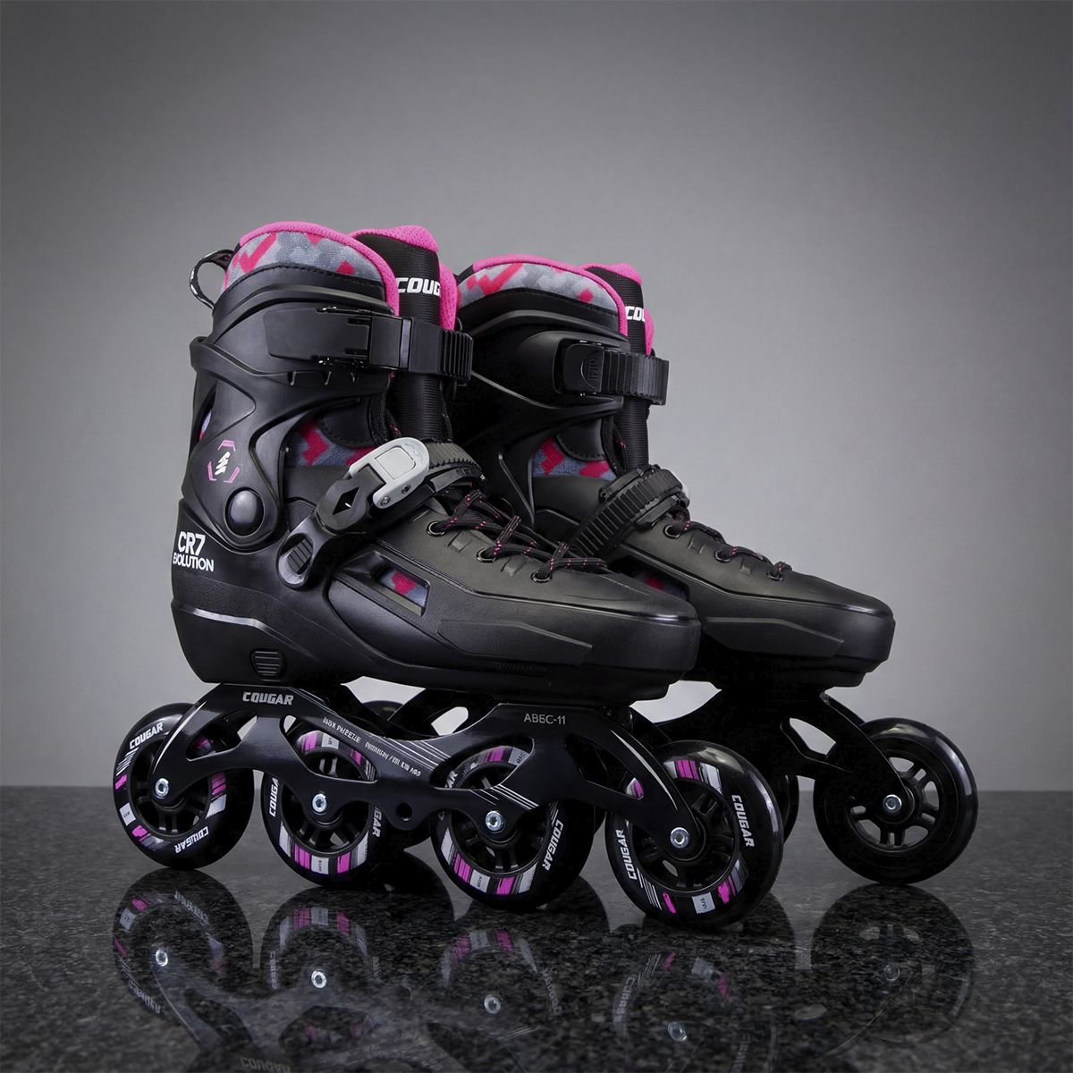 COUGAR - Patines Semiprofesionales Cougar Ajustables CR7 EVOLUTION Fucsia talla M  35-38