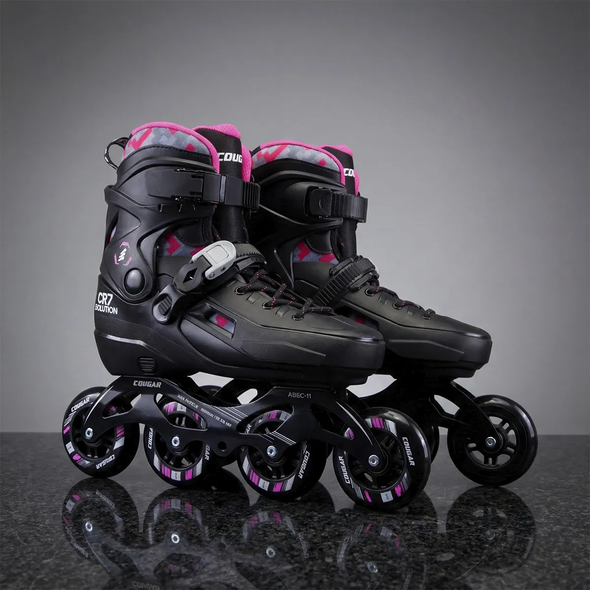 COUGAR - Patines Semiprofesionales Cougar Ajustables CR7 EVOLUTION Fucsia talla M  35-38