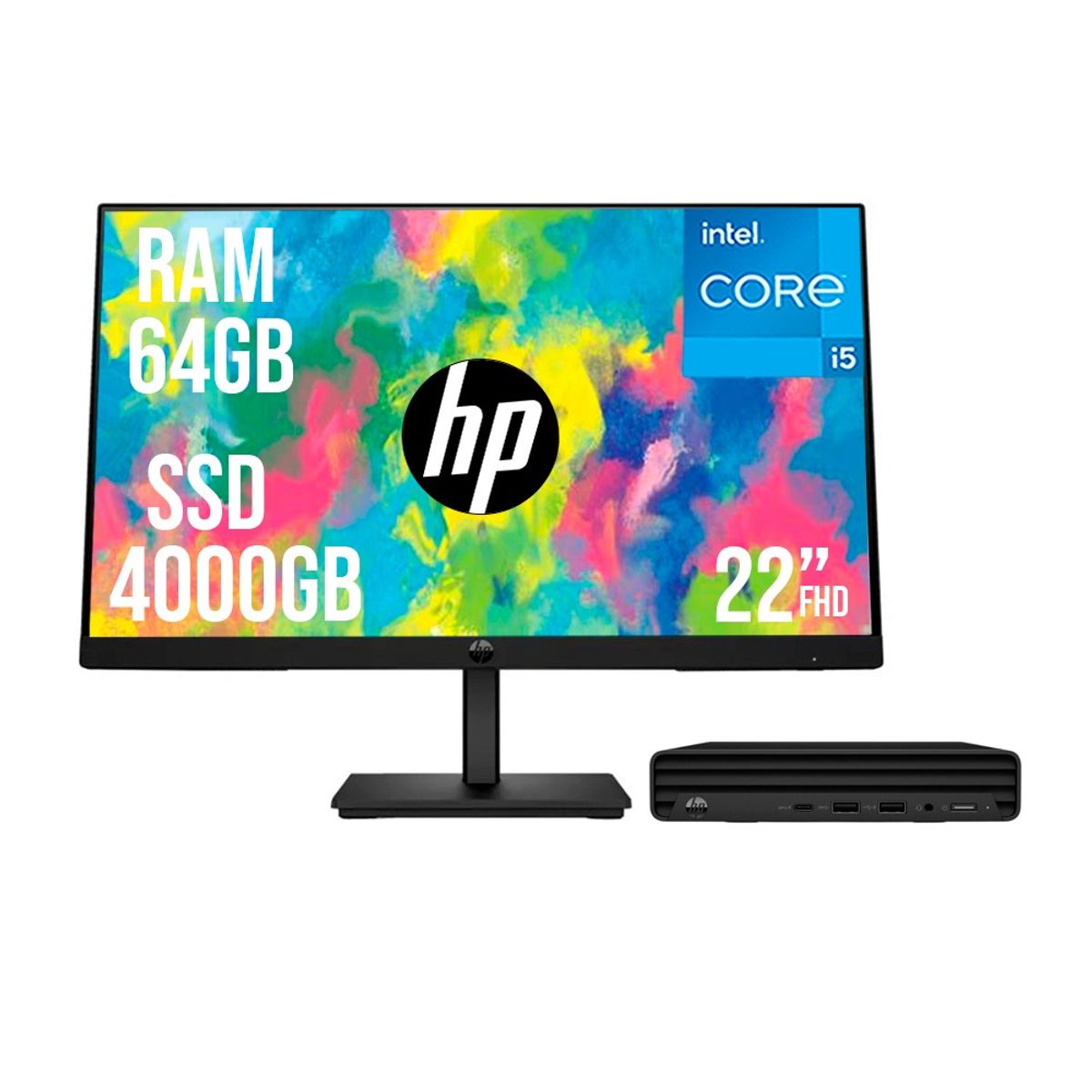 HP - PC HP PRO MINI G9 INTEL CORE I5 1335U SSD 4TB RAM 64GB 21,5 FHD 322PE