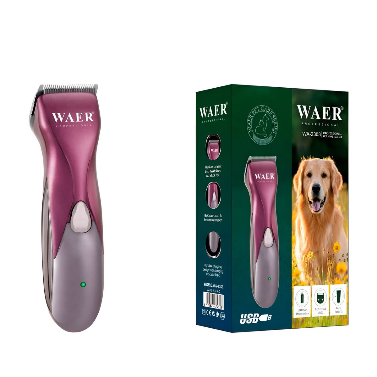 GENERICO - Maquina Peluquera Mascotas Profesional Canina Pet Wa-2303