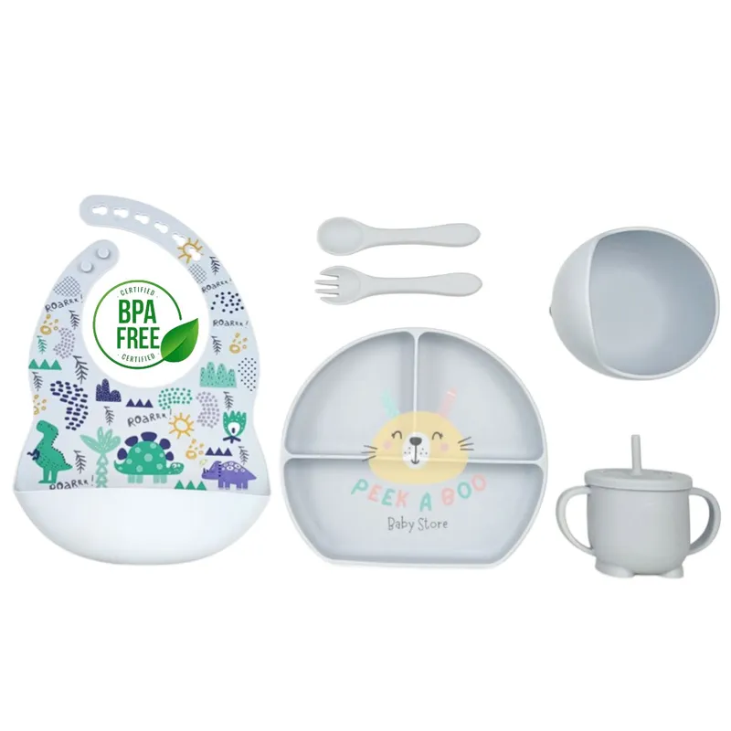 GENERICO - Set De Alimentación Complementaria 6 Piezas Gris