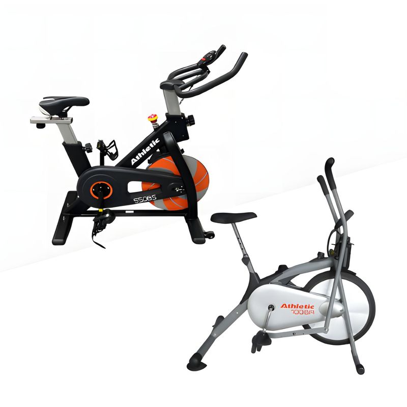 ATHLETIC - Combo cardio Athletic Bicicleta Estática Spinning 550BS + Bicicleta Indoor 100BA..