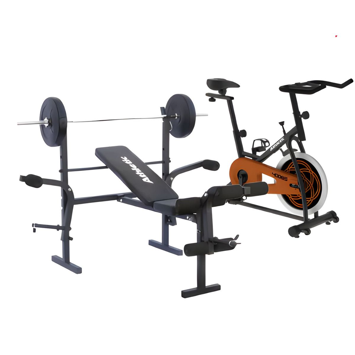 ATHLETIC - Combo Cardio- MultiFuerza Athletic Banco de pesas Multifuerza plegable + Bicicleta Indoor 400BS