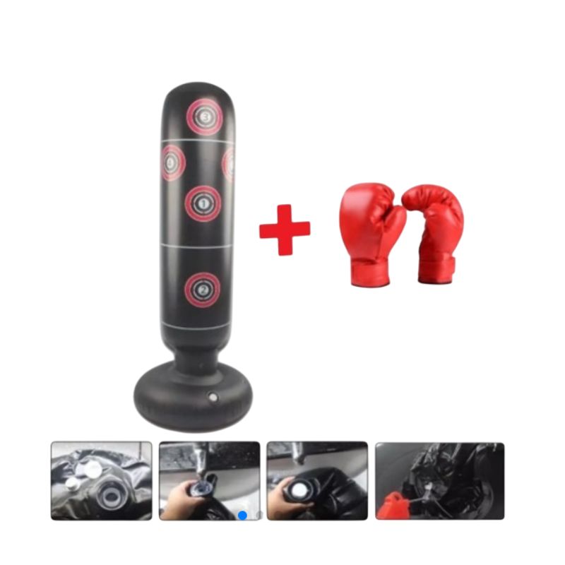 GENERICO - Saco Boxeo Inflable + Guantes Practica Box Entrenamiento