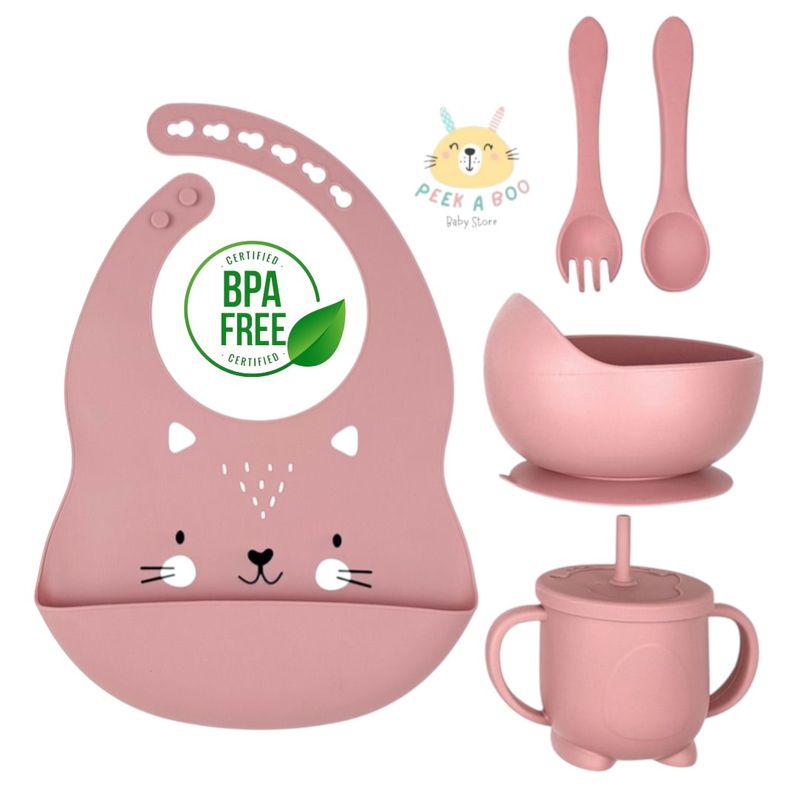 GENERICO - Set De Alimentación Complementaria 5 Piezas Rosa
