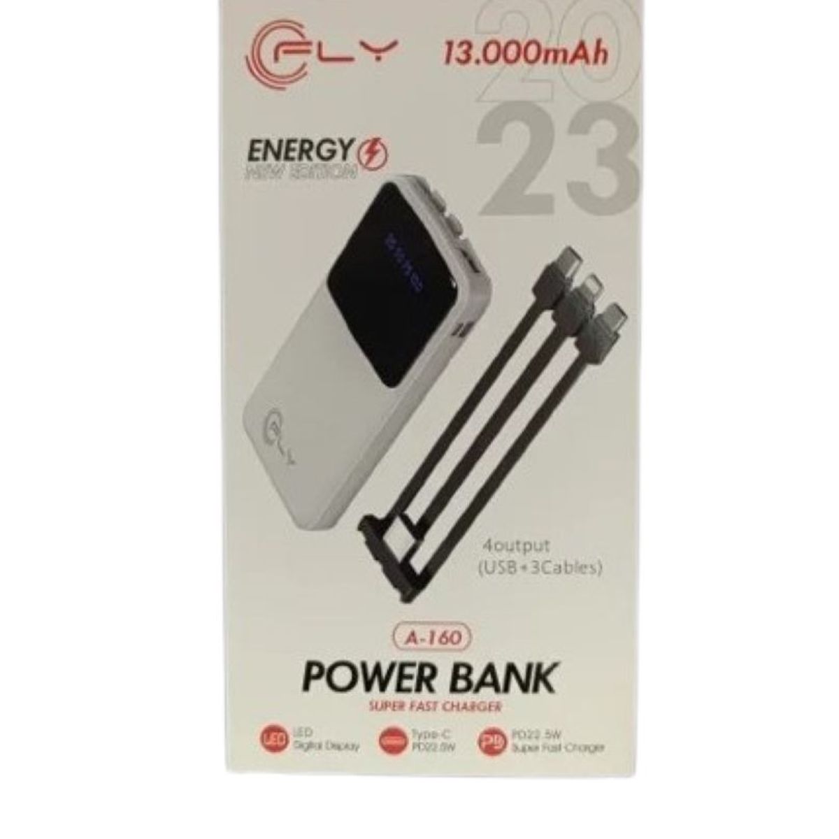 FLY - Power Bank FLY 13.000 Mah Carga Rapida A-160 USB 3 Cables