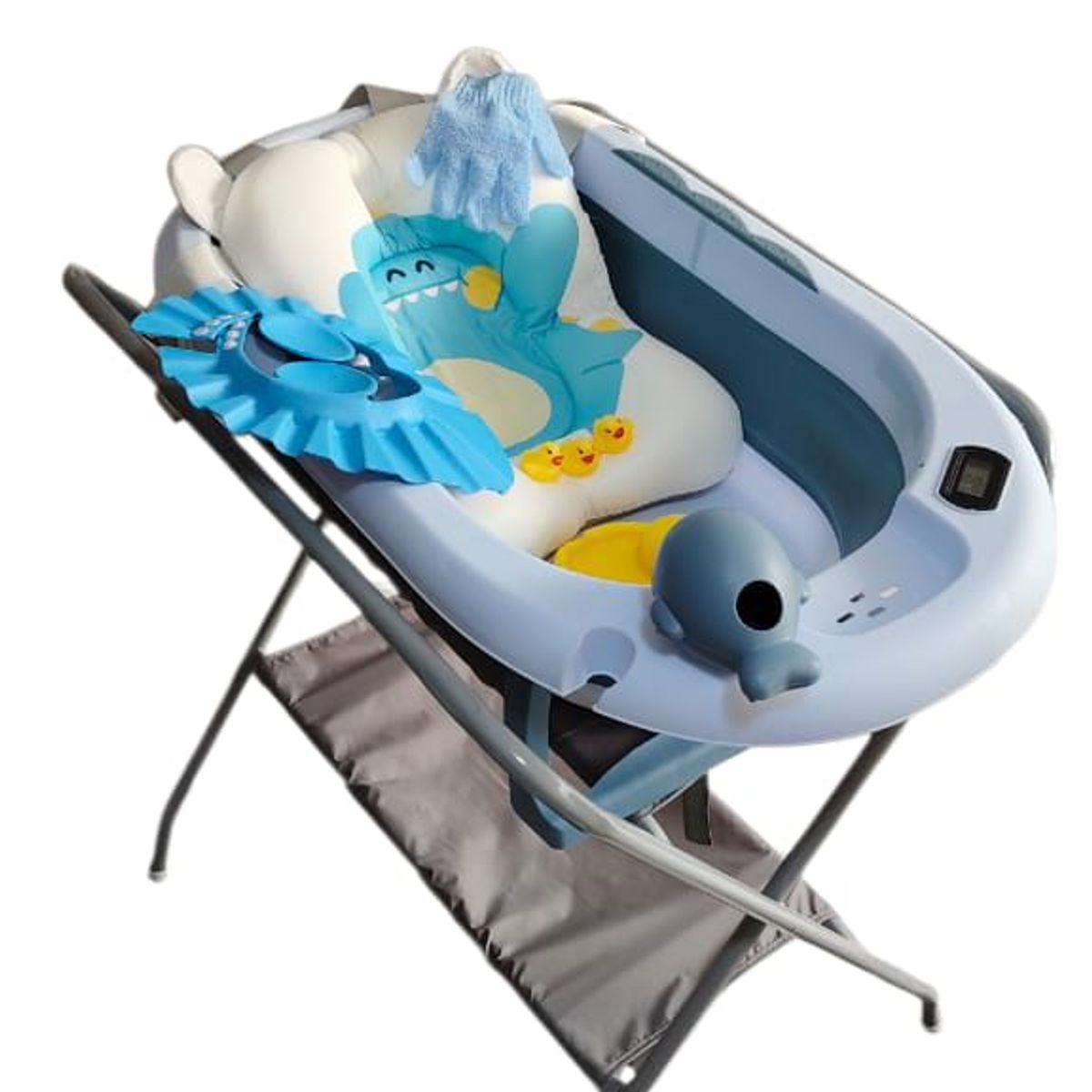 GENERICO - Bañera Plegable De Bebe Soporte Metálico Cojin y Accesorios