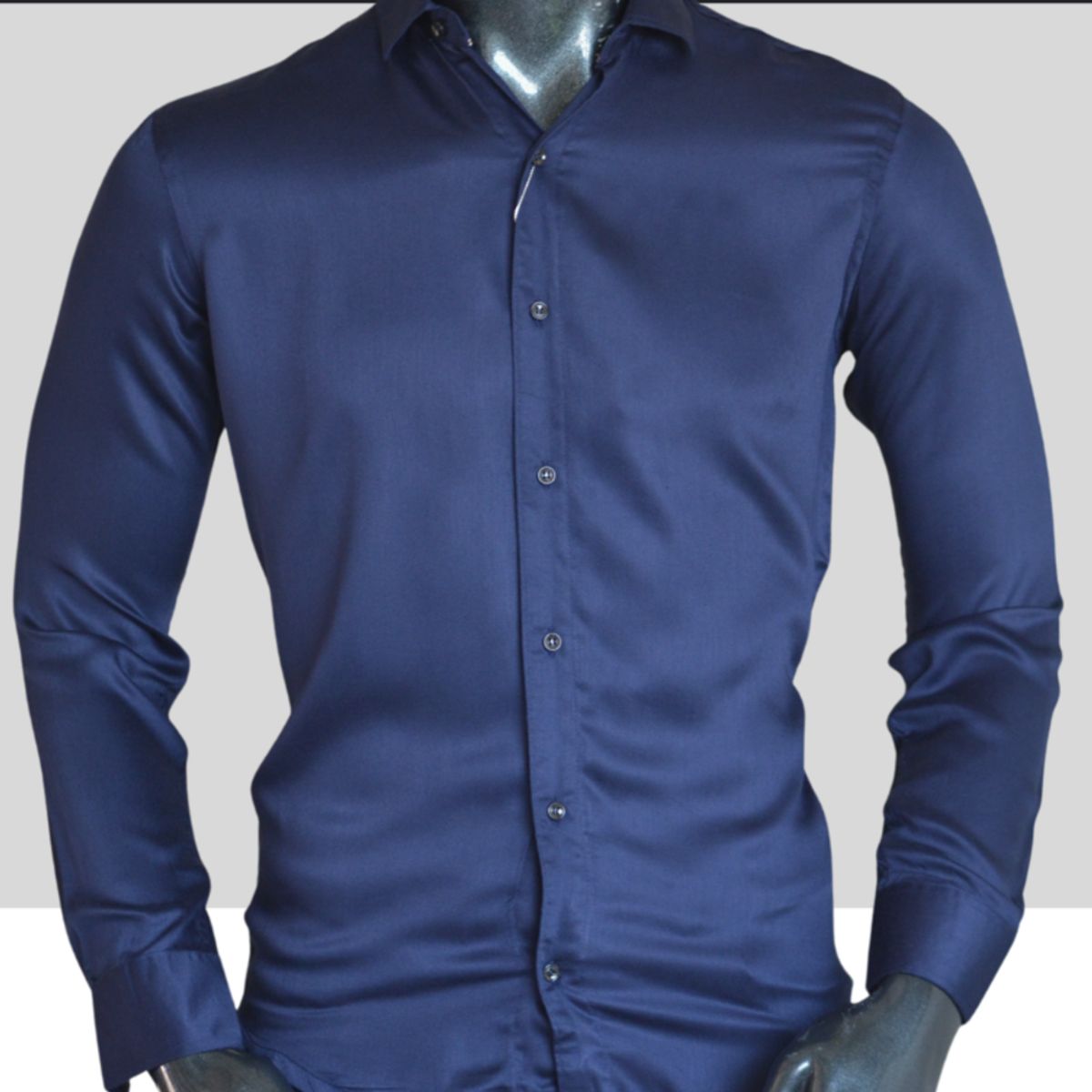 ABC - Camisas De Vestir Seda Brillante Satinada De Lujo Para Hombre botones