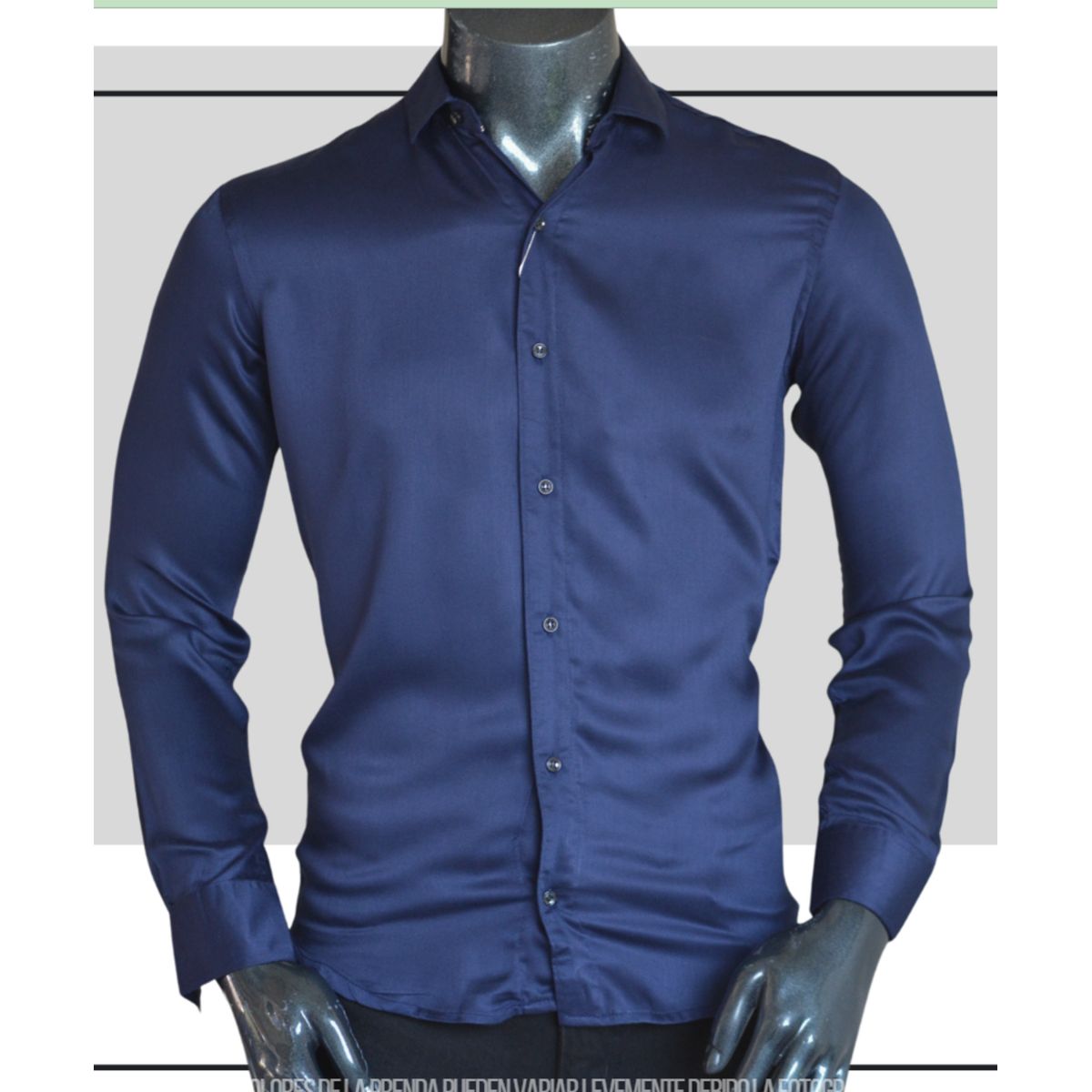 ABC - Camisas De Vestir Seda Brillante Satinada De Lujo Para Hombre botones