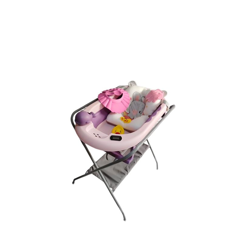 GENERICO - Bañera Plegable De Bebe Soporte Metálico Cojin y Accesorios