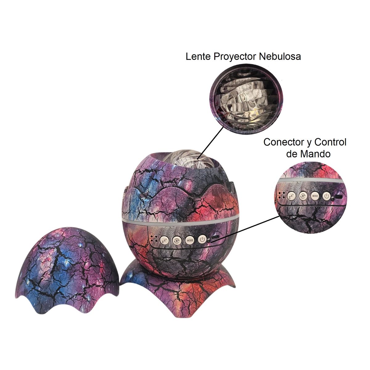 GENERAL - Proyector Nebulosa Huevo Dinosaurio Bluetooth Control Remoto