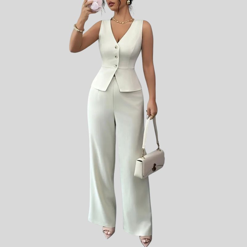 YURELKSHOP - VESTIDO DE 2PIEZAS PANTALÓN LARGO  Y BLUSA TOP CONJUNTO