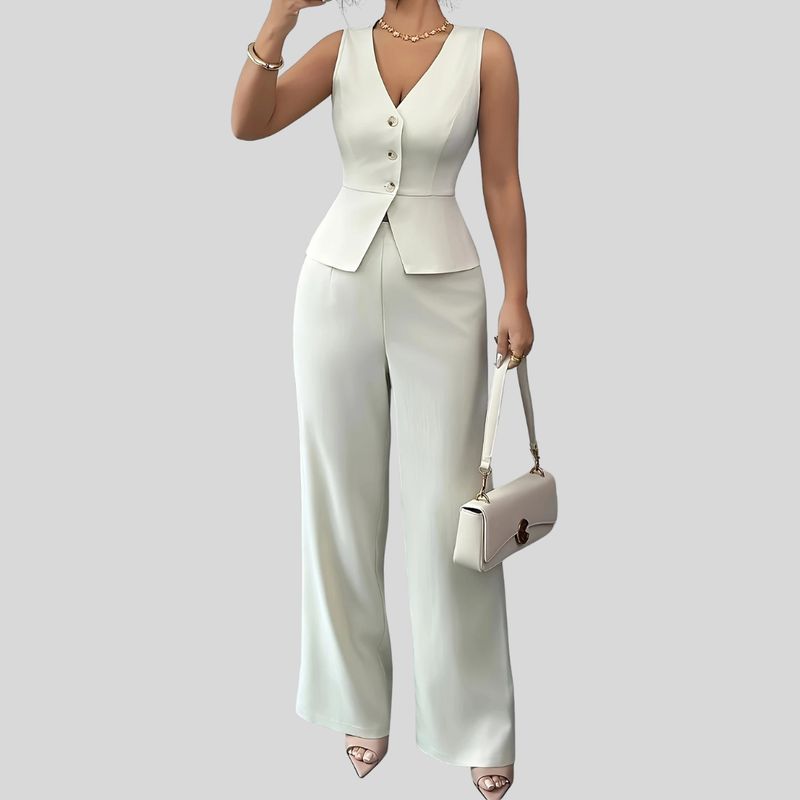 YURELKSHOP - VESTIDO DE 2PIEZAS PANTALÓN LARGO  Y BLUSA TOP CONJUNTO
