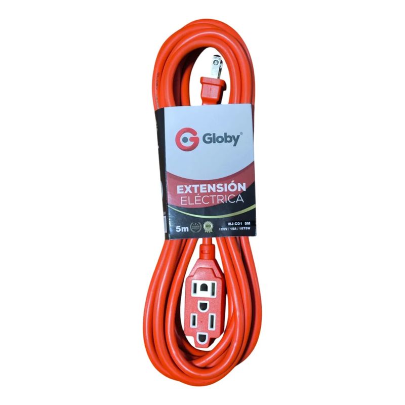 GENERICO - Extensión Eléctrica 5 Mts Encauchetada Conector Polo Tierra
