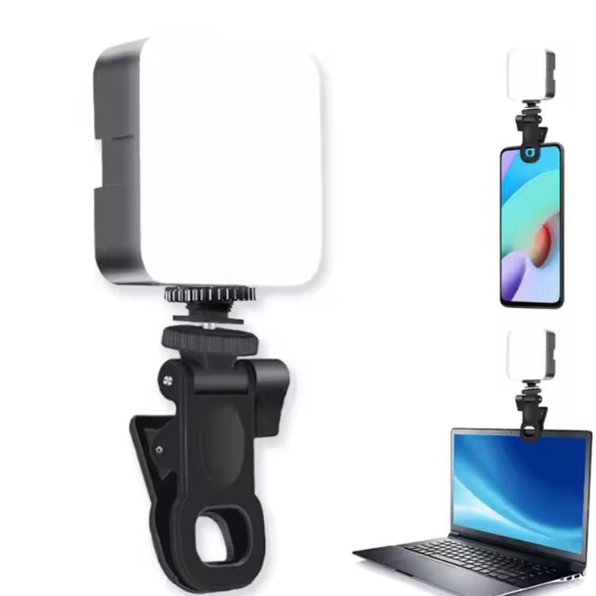 GENERICO - Mini Luz LED Flash Selfie con Clip  Luz Cálida Blanca y Fría