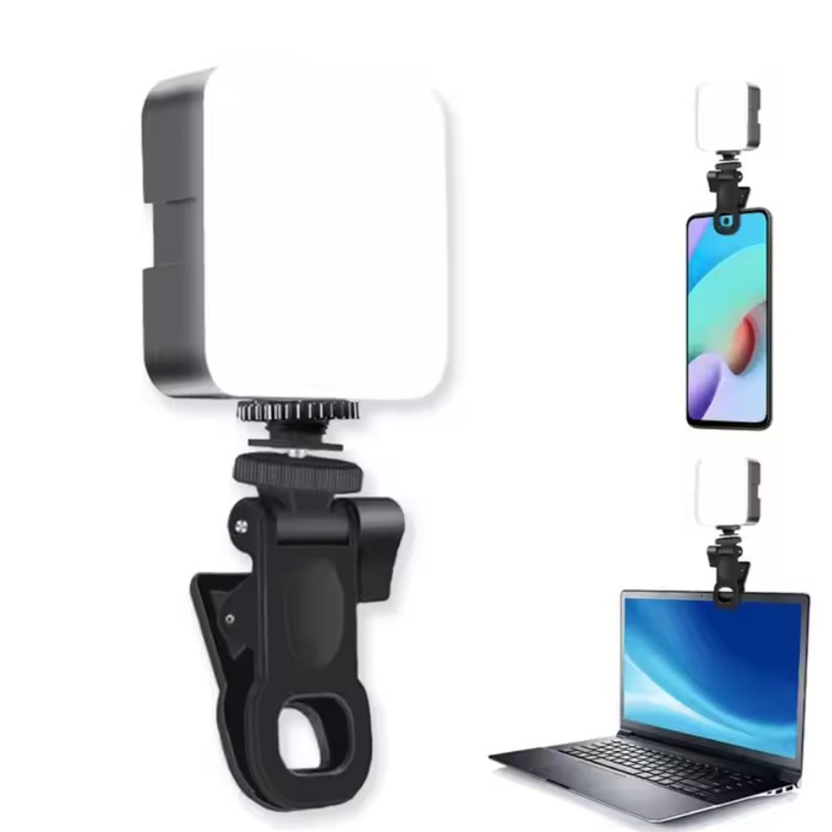 GENERICO - Mini Luz LED Flash Selfie con Clip  Luz Cálida Blanca y Fría