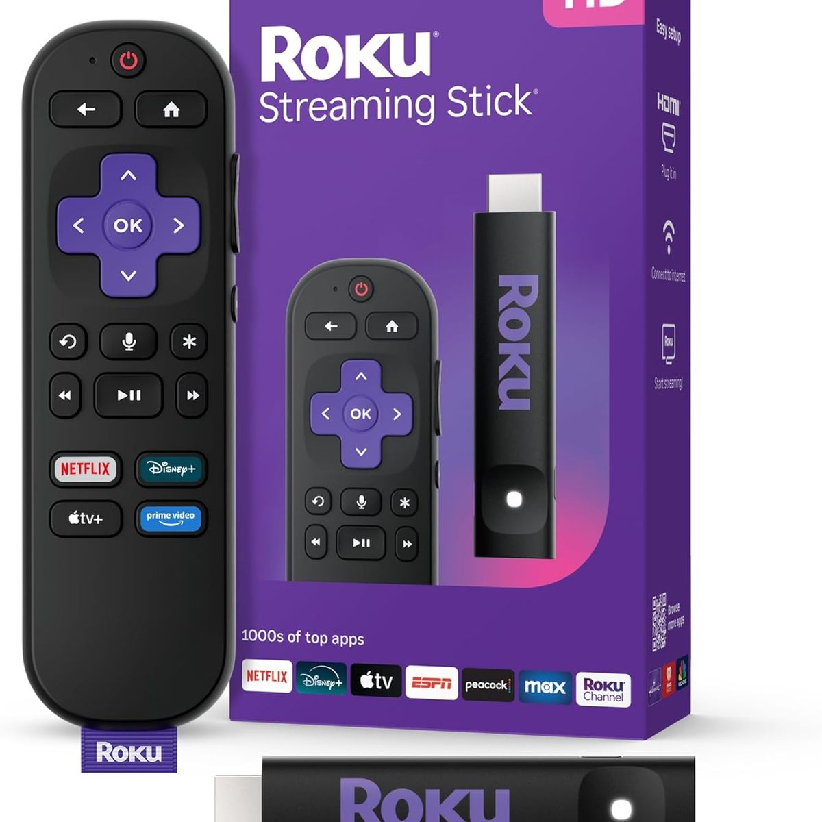 ROKU - Roku Streaming Stick 3840 Hd Para Tv Con Asistente De Voz Color Negro