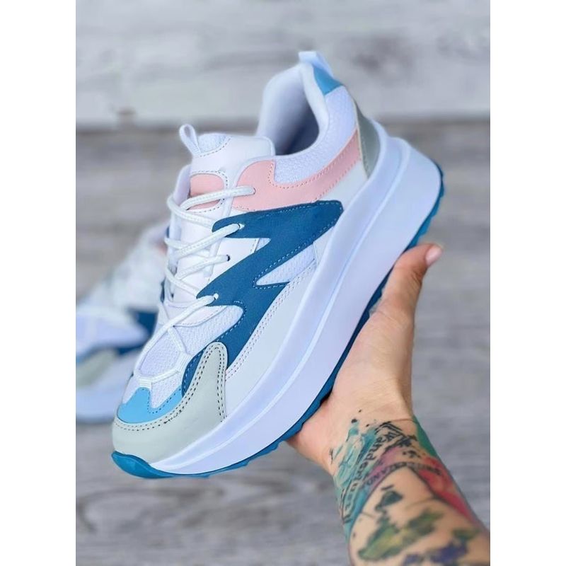NACIONAL - Tenis Azul Acero Bellos Dama Zapatillas Zapatos Mujer Lindos Moda
