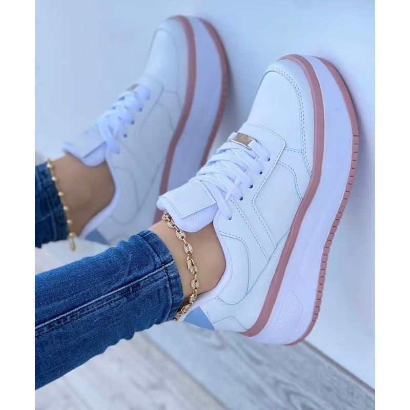 NACIONAL - Tenis Blanco Rosa Dama Zapatillas Zapatos Mujer Lindos Moda Casual