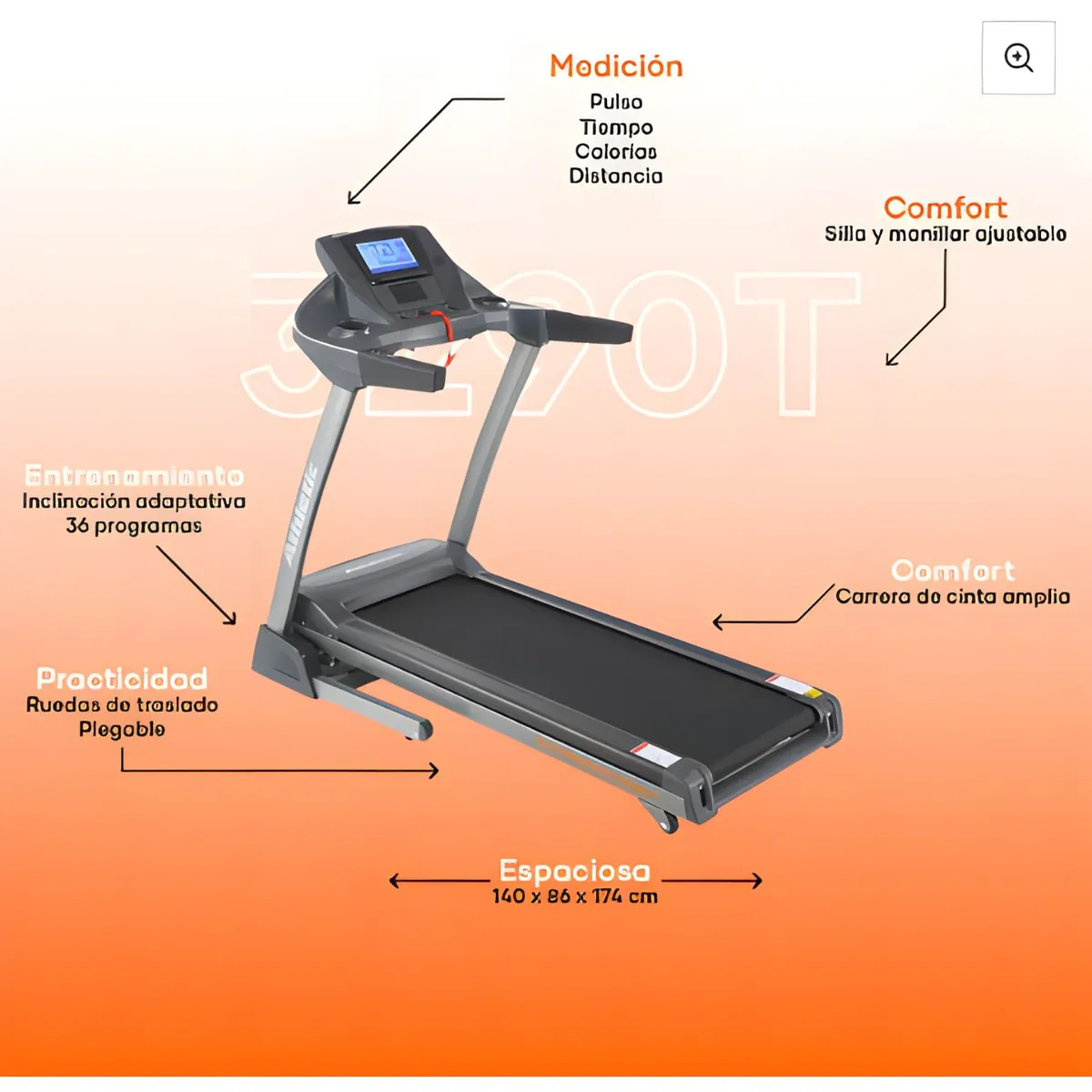 ATHLETIC - Combo Athletic Banco de pesas Multifuerza plegable + Trotadora 3290T