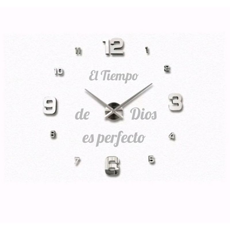 GENERICO - RELOJ DE PARED 3D  TAMAÑO MINI 50X50CM COLOR PLATEADO