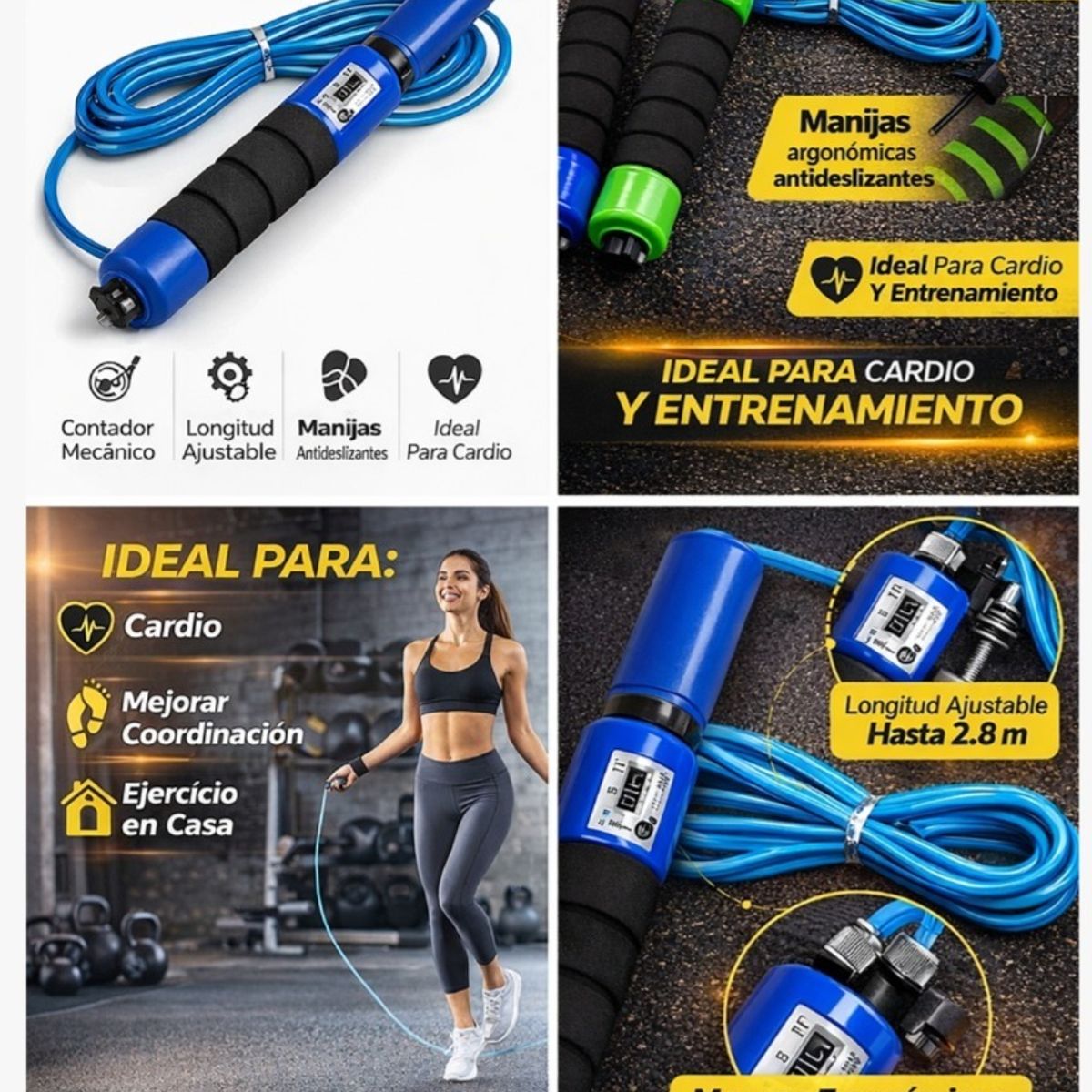 GENERICO - Cuerda De Salto Ajustable De Velocidad Para Entrenamiento