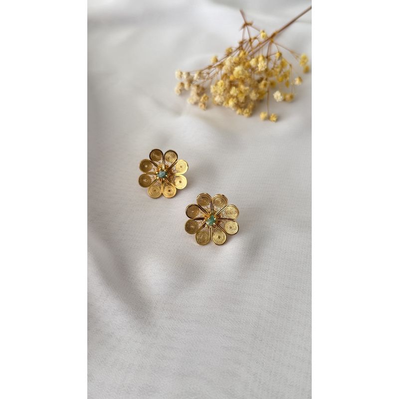 GENERICO - Aretes filigrana con baño en oro de 24 kt - Flor de Esperanza
