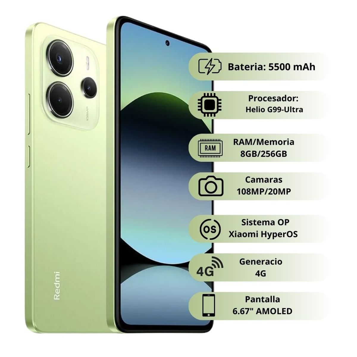 XIAOMI - Celular Xiaomi Redmi Note 14 4G 256GB/8GB - Verde