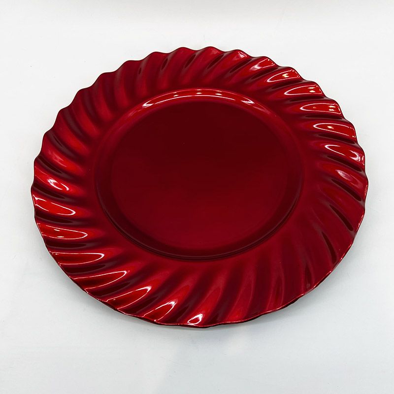 BURICA - PLATO BASE 33CM ONDULADO ROJO