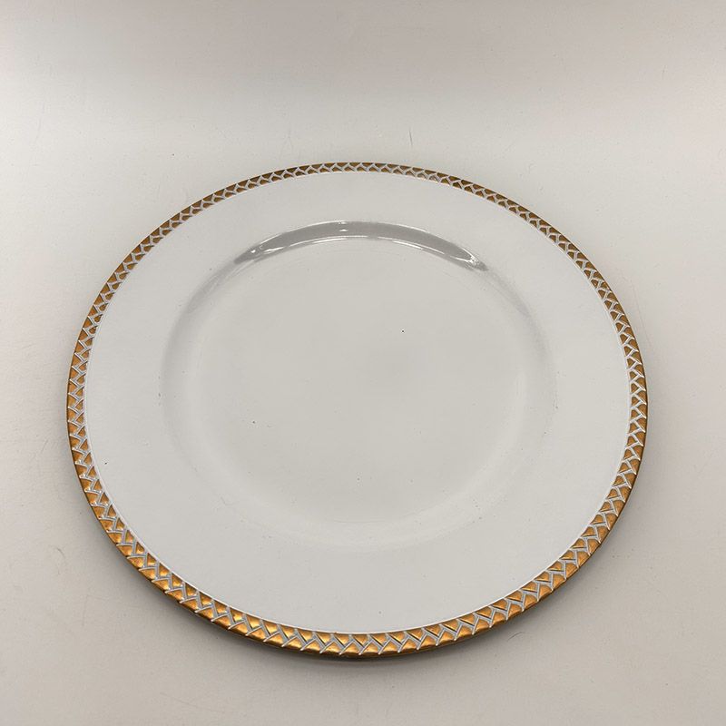 BURICA - PLATO BASE 33CM BLANCO BORDE DORADO