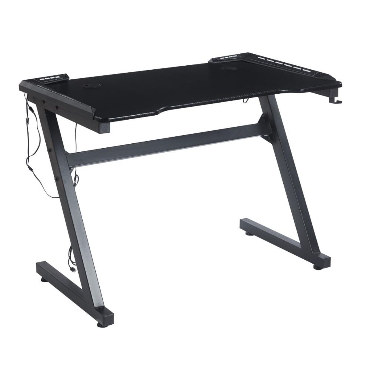 RTA DESIGN - Escritorio Gamer Silver Negro Con Luz Led y Estructura Metalica