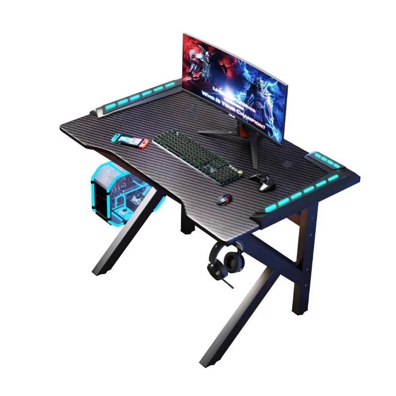RTA DESIGN - Escritorio Gamer Galactic Negro Con Luz Led y  Estructura Metalica