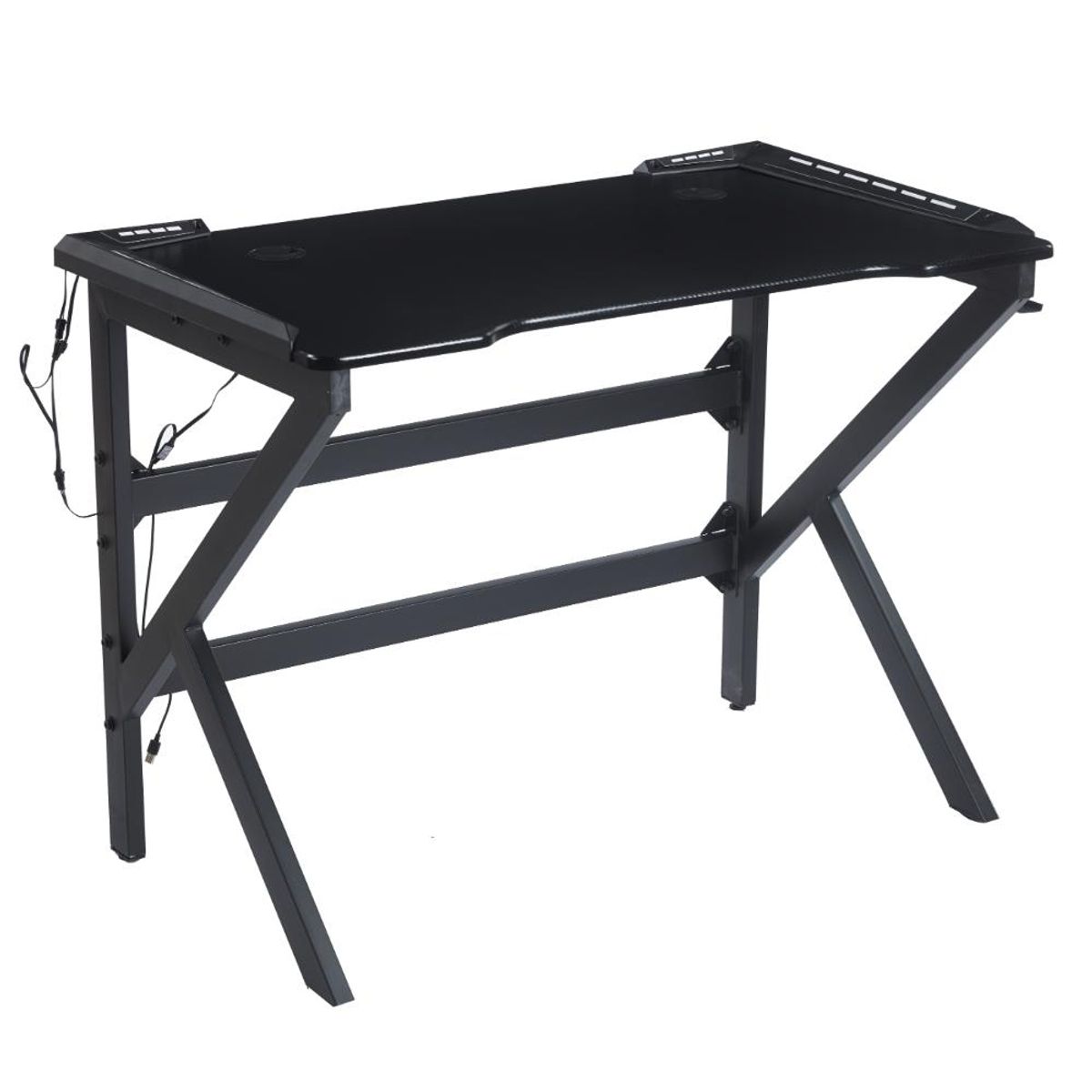 RTA DESIGN - Escritorio Gamer Galactic Negro Con Luz Led y  Estructura Metalica_.