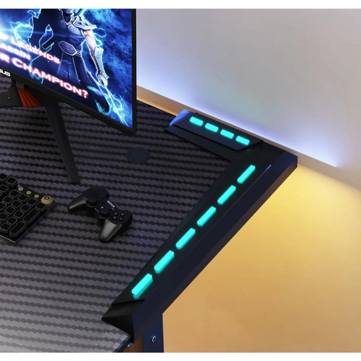 RTA DESIGN - Escritorio Gamer Matrix  Negro Con Luz Led Estructura Metalica