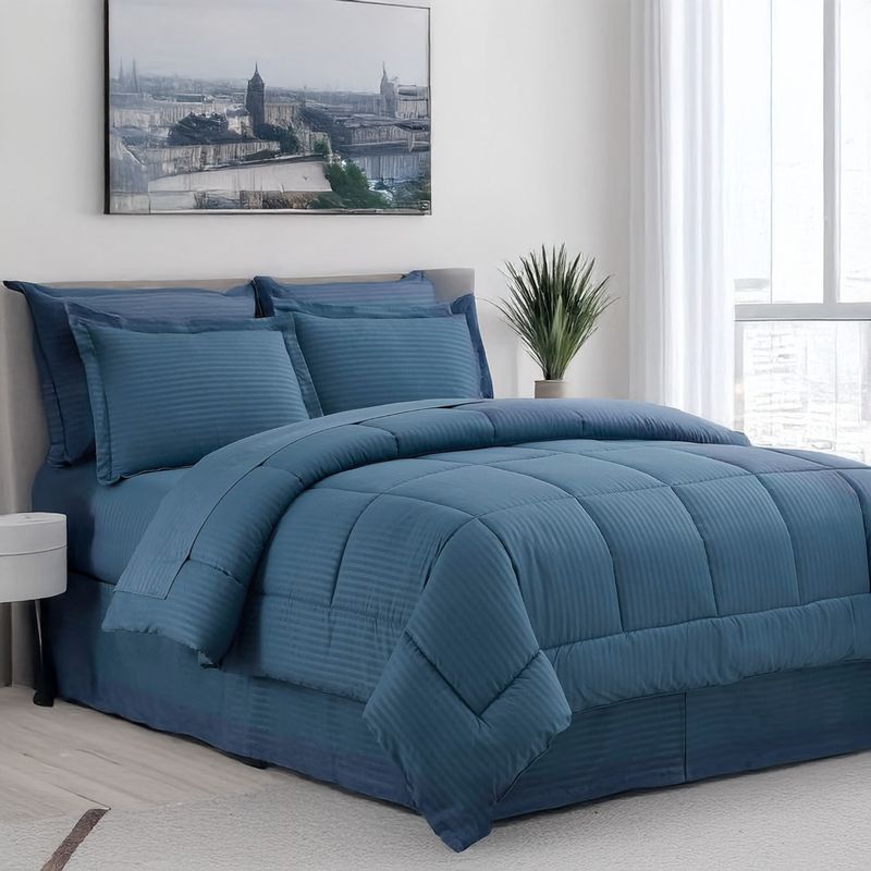 GENERICO - Edredón Tipo Plumón - Cama Doble Azul Petróleo