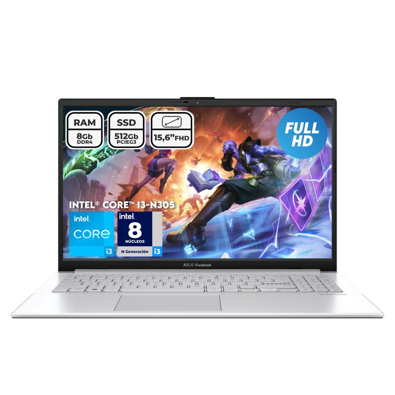 ASUS - Portátil Asus Vivobook Intel Core I3 N305 Ram 8gb 512gb FHD Computador Portátil