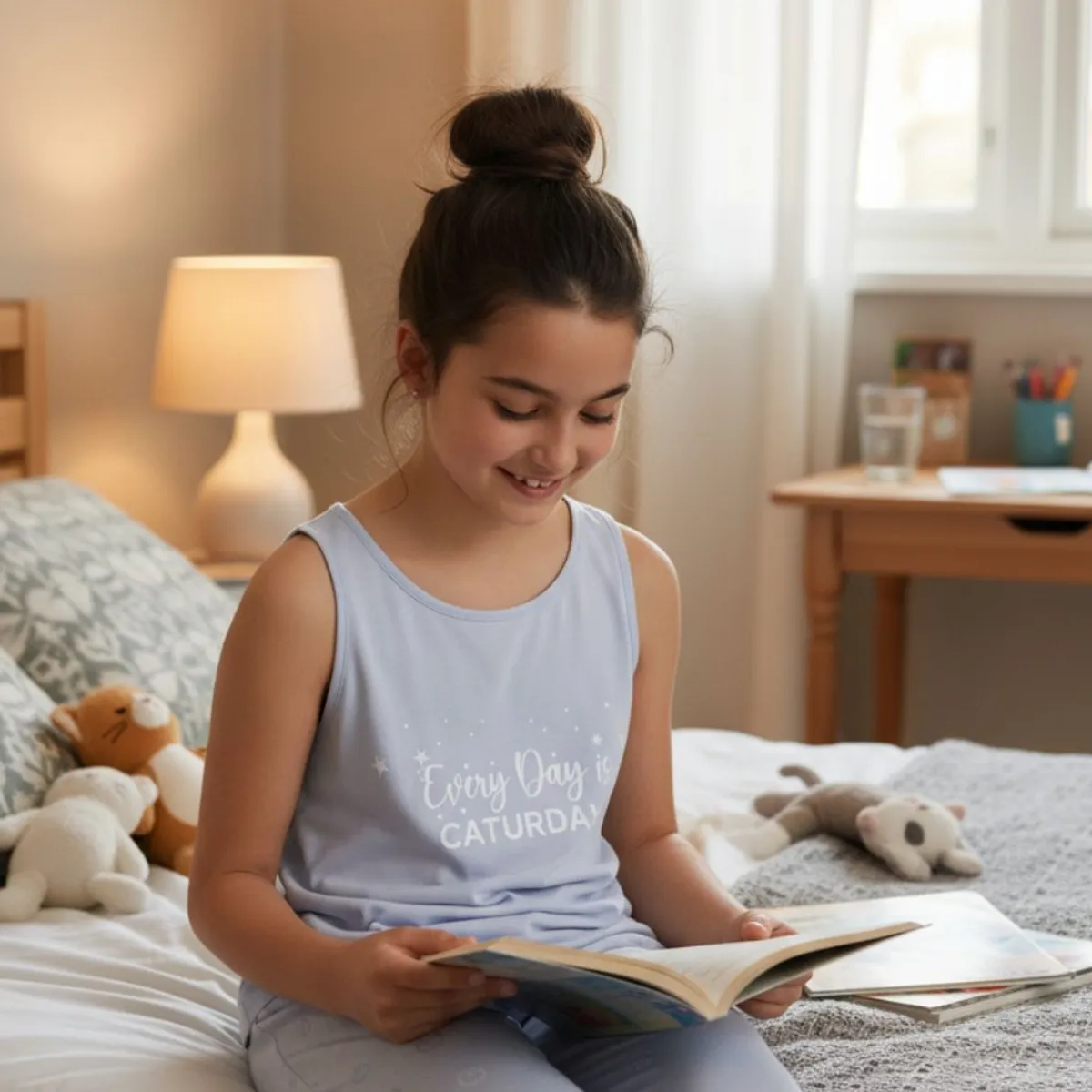 LILI PINK - Conjunto pijama para niña en 2 piezas confeccionado en algodón