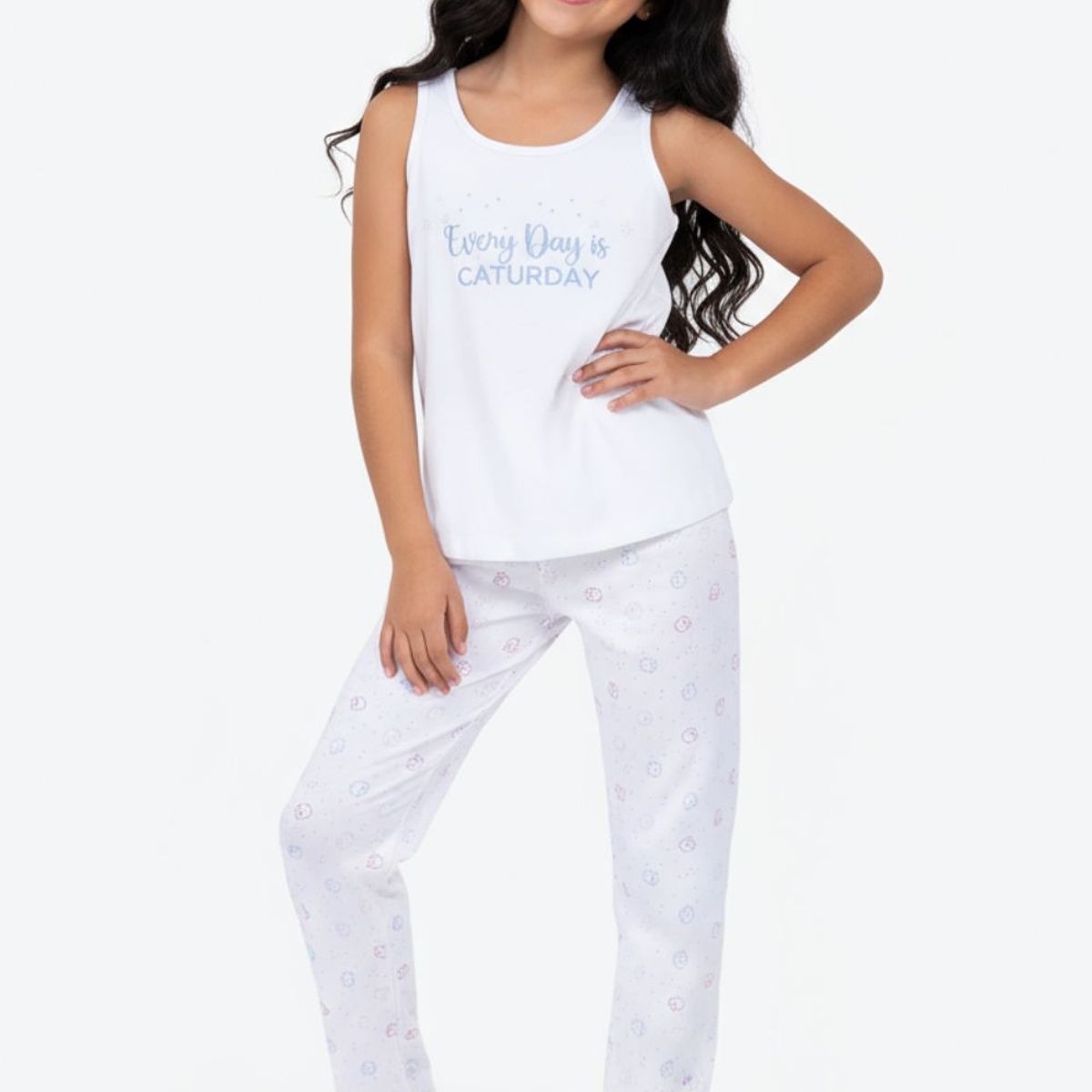 LILI PINK - Conjunto pijama para niña de 2 piezas confeccionado en algodón