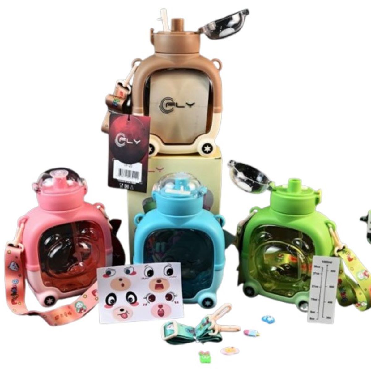 FLY - Botella Termo Niños Diseño De Oso Con Stikers Y Pines