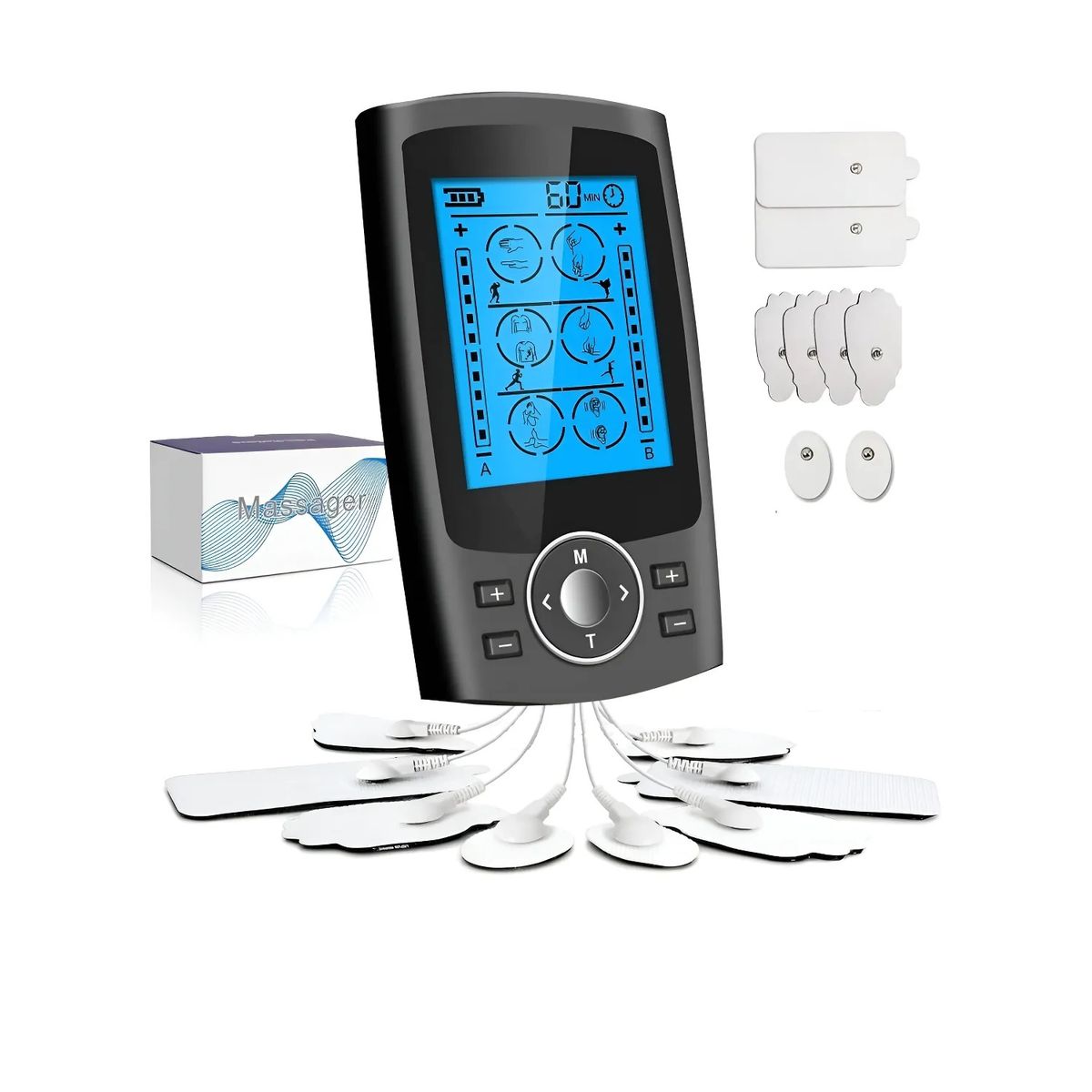 GENERICO - Electroestimulador Recargable Tens Ems 24 Modos 8 Pads Glückluz