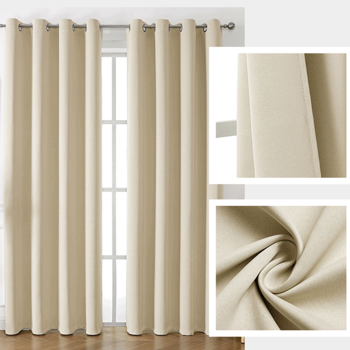 MULTIPLACE COLOMBIA - Cortina Blackout Tipo Lino Set de 2 Paños de 220 x 140 cm-