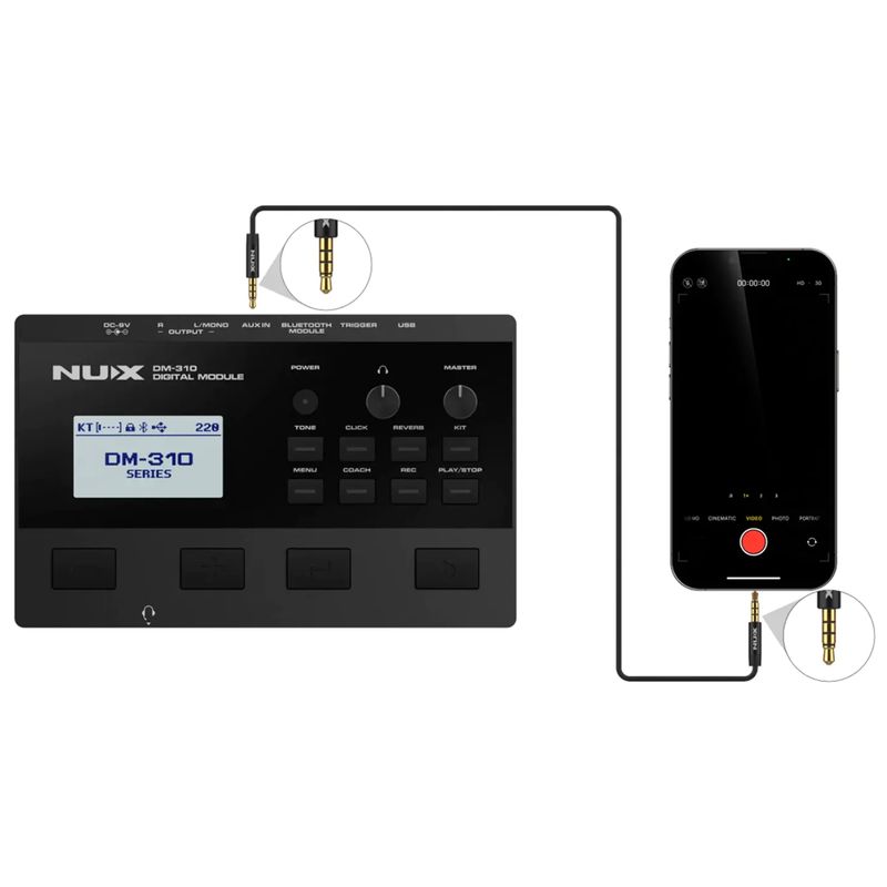 NUX - Bateria Eléctrica Nux Dm-310 Pads Malla Bombo Independiente