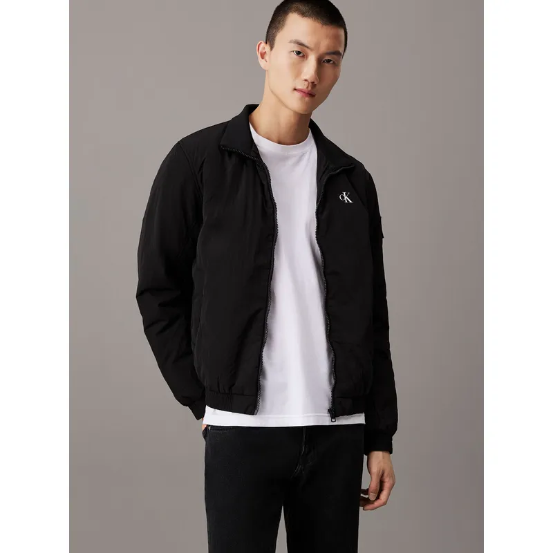 CALVIN KLEIN - Chaqueta negra de nailon acolchado con cremallera Calvin Klein