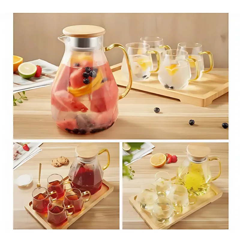 GENERICO - Set Jarra Vasos Vidrio Servir Bebidas Frías Calientes Hogar