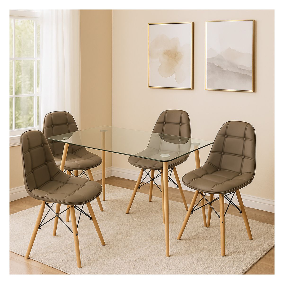 HIGH CLASS - Juego de Comedor 4 Puestos Rectangular Lynx