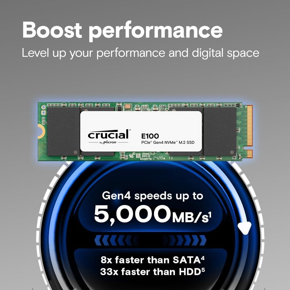 CRUCIAL - Unidad de Estado Solido Ssd M.2 1tb Crucial E100 Nvme Pcie 4.0