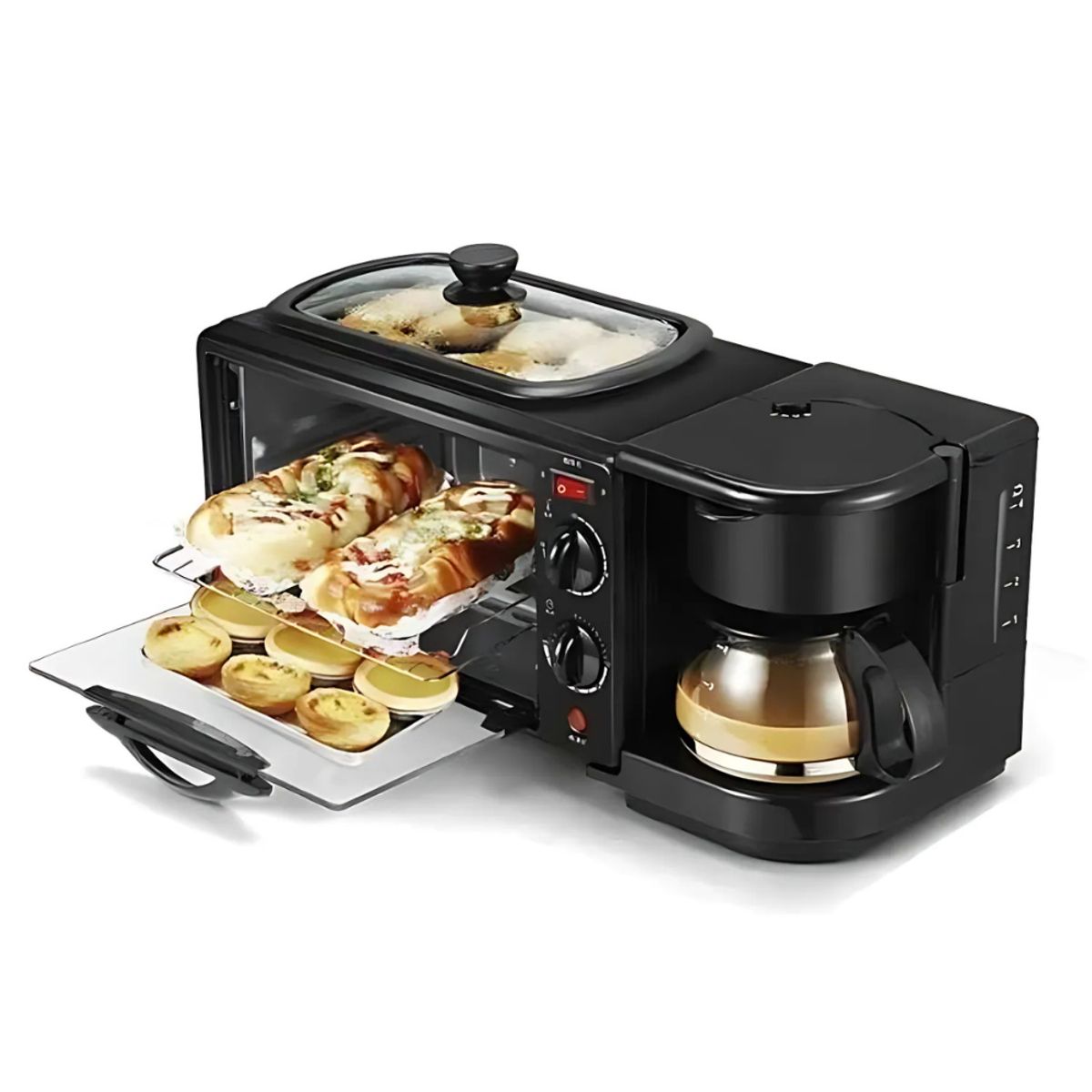 GENERICO - Horno Eléctrico Tostador Sokany Cafetera Parrilla 3 En 1